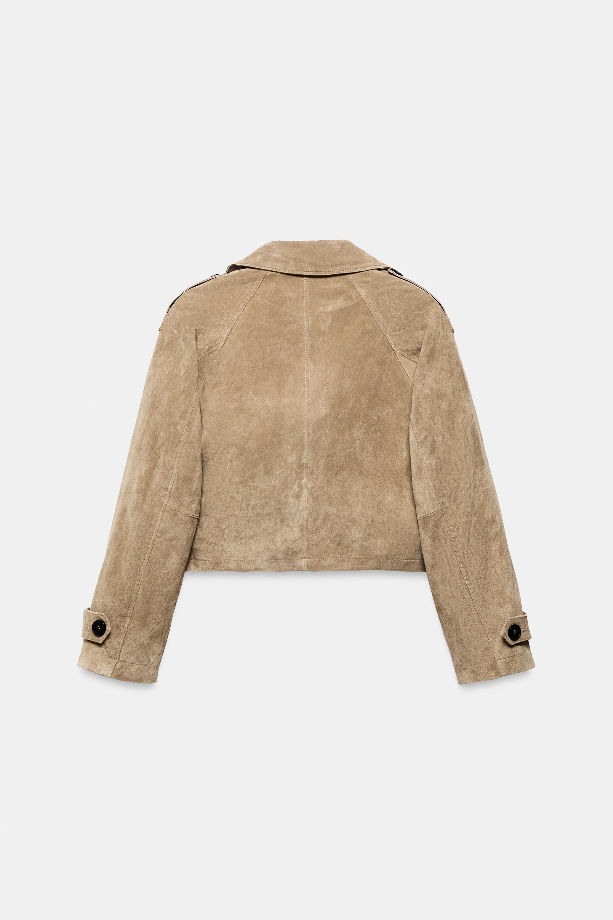 TRENCH COURT CROISÉ 100 % CUIR